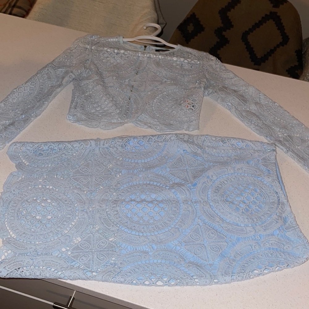MissGuided Blue Lace Set